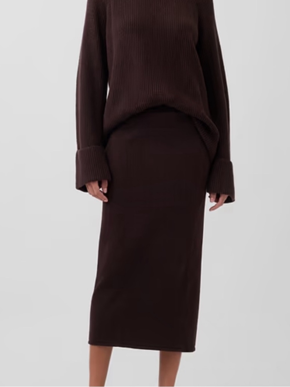 NWT GAP Terra Brown Cashsoft Midi Skirt size Medium Tall